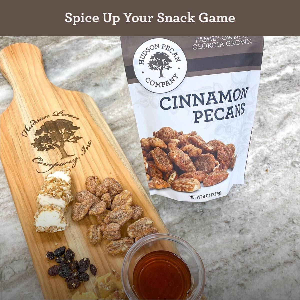 Hudson Pecan Cinnamon Candied Pecans as a baking topping for desserts and breads.