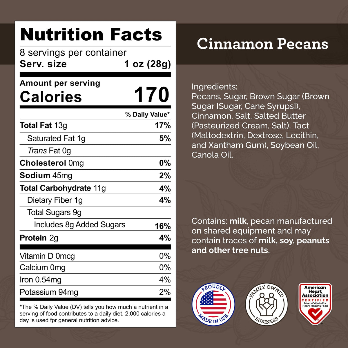 Hudson Pecan Cinnamon Candied Pecans gift-ready package ideal for gifting.