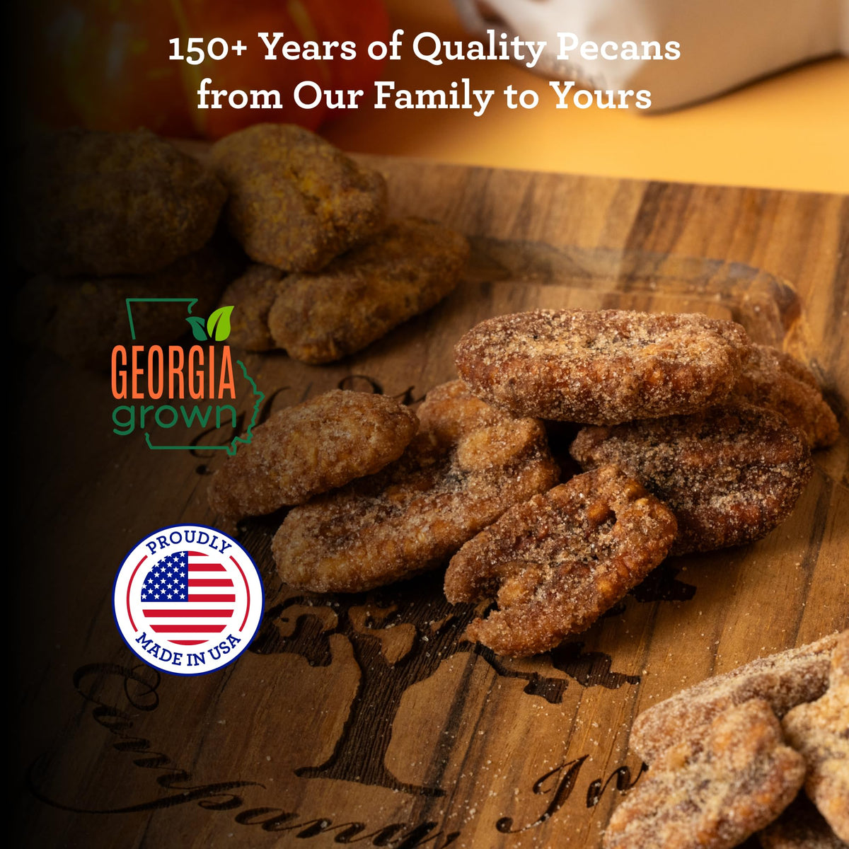 Hudson Pecan Cinnamon Candied Pecans on a fresh salad for a sweet crunch.