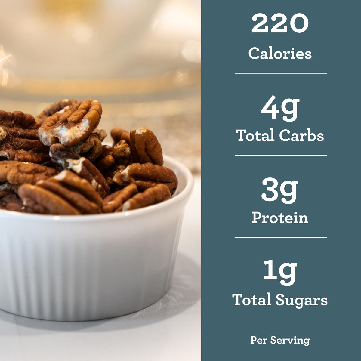 Hudson Pecan Company 8oz resealable bag preserves fresh, crunchy pecans