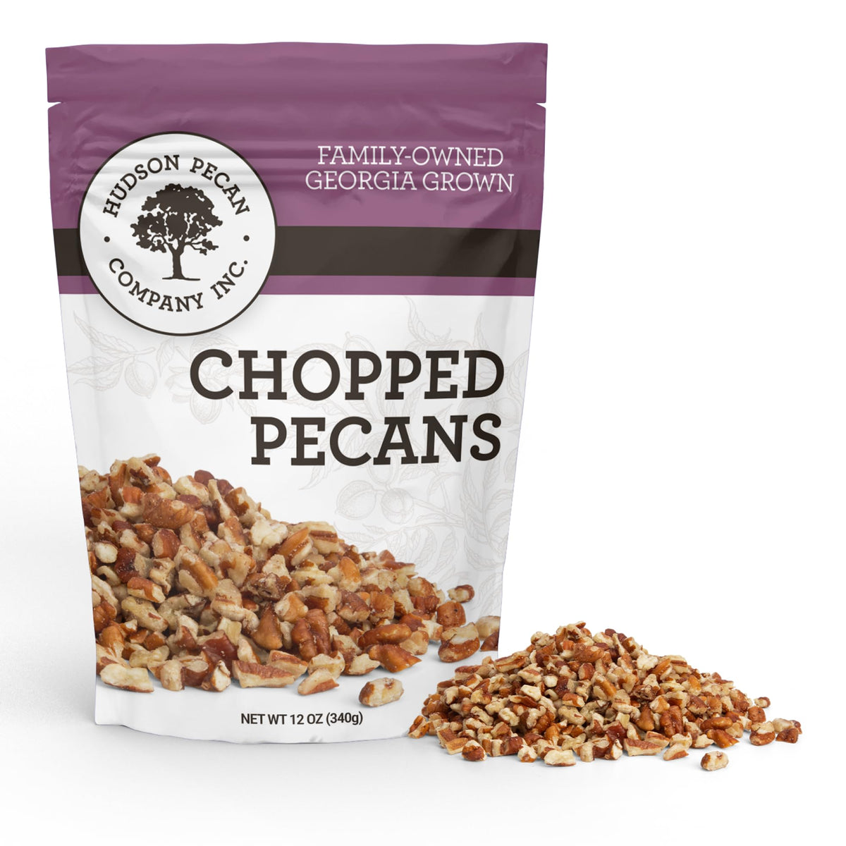 Hudson Pecan Company fresh chopped Georgia pecans for baking and topping desserts.