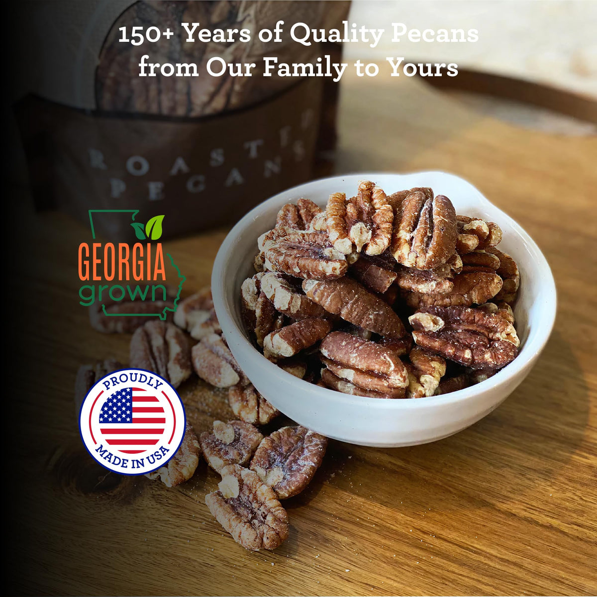 Hudson Pecan Company pecan nuts closeup highlighting rich, buttery flavor