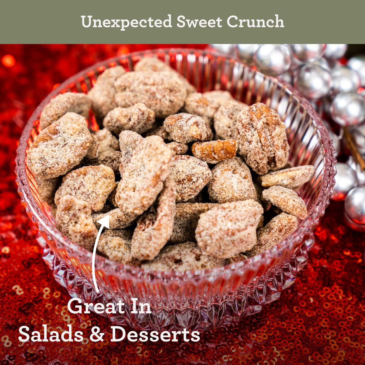 Hudson Pecan Company praline pecans as a salad topping