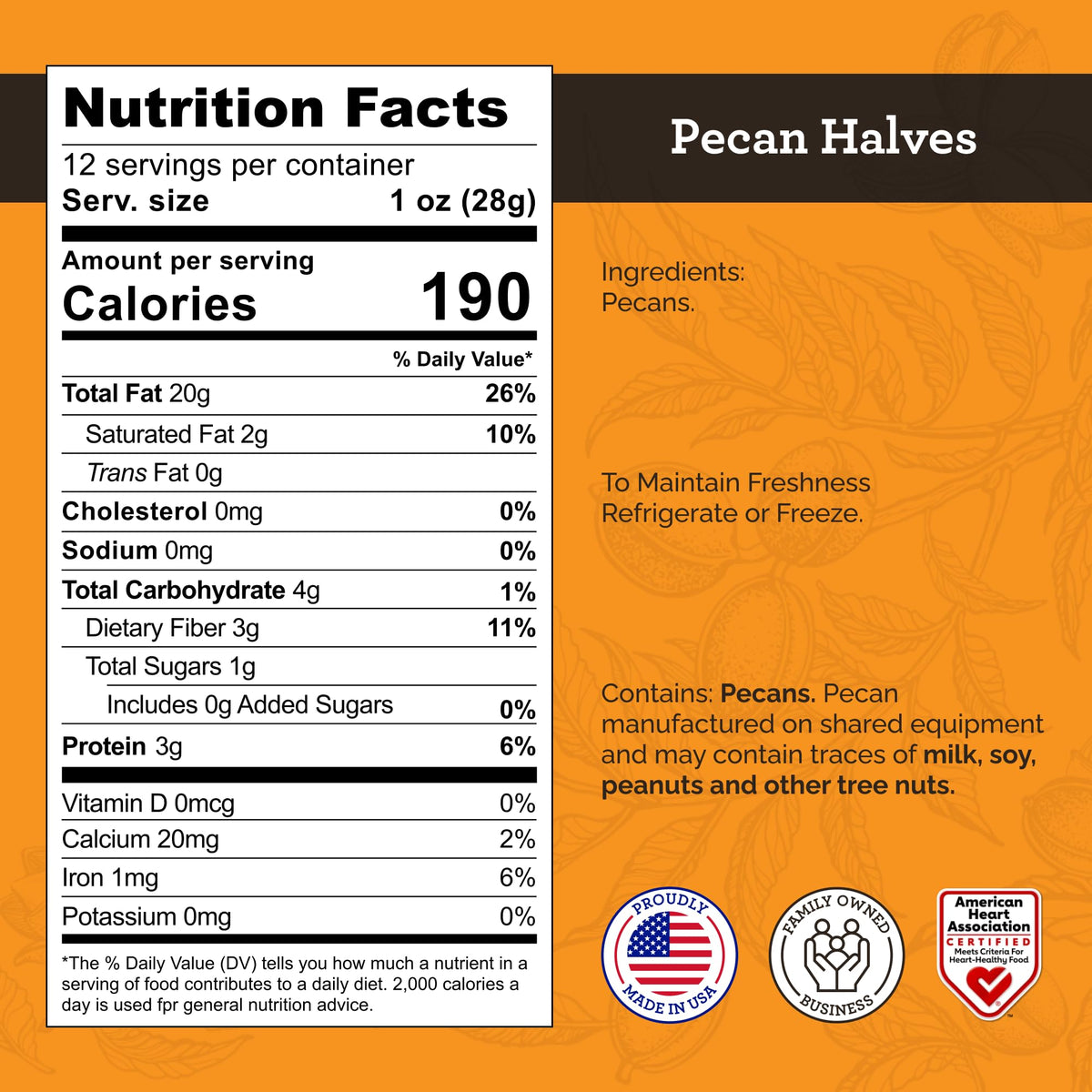 Hudson Pecan Company resealable bag preserves pecans after opening.