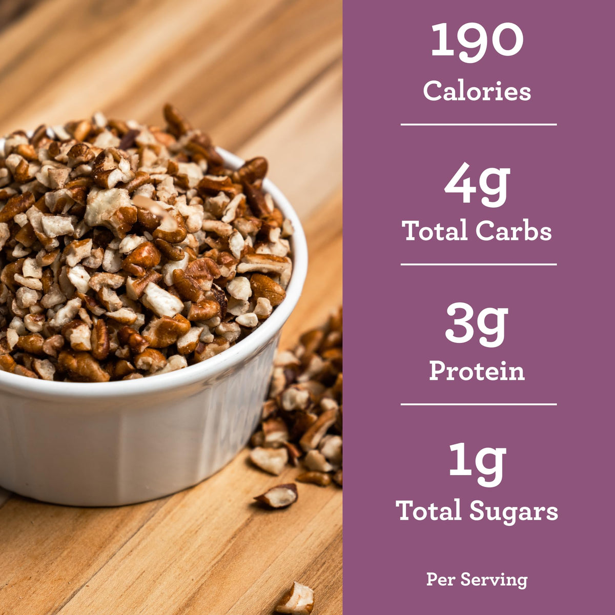 Hudson Pecan Company southern sweetness pecan pieces great for yogurts and parfaits.