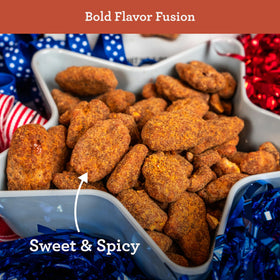 Hudson Pecan Company Sweet Heat charcuterie plate, elevating boards with a crunchy, spiced pecan addition.