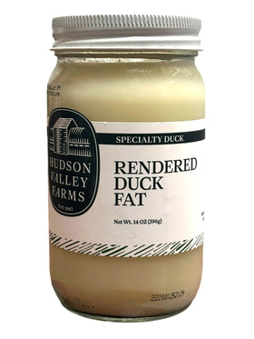 Hudson Valley Farms Duck Fat in glass jar for premium freshness and flavor.