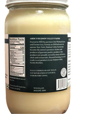 Hudson Valley Farms Duck Fat ideal for searing meats and achieving a golden crust.