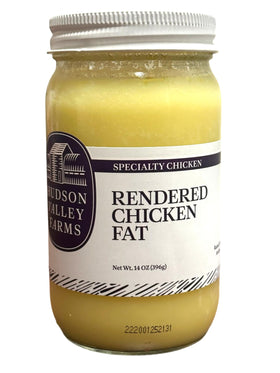 Hudson Valley Farms rendered chicken fat jar, premium cooking fat for sautéing and roasting.