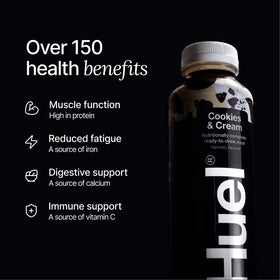 Huel Black Edition Cookies and Cream ingredients highlight vegan, gluten-free nutrition