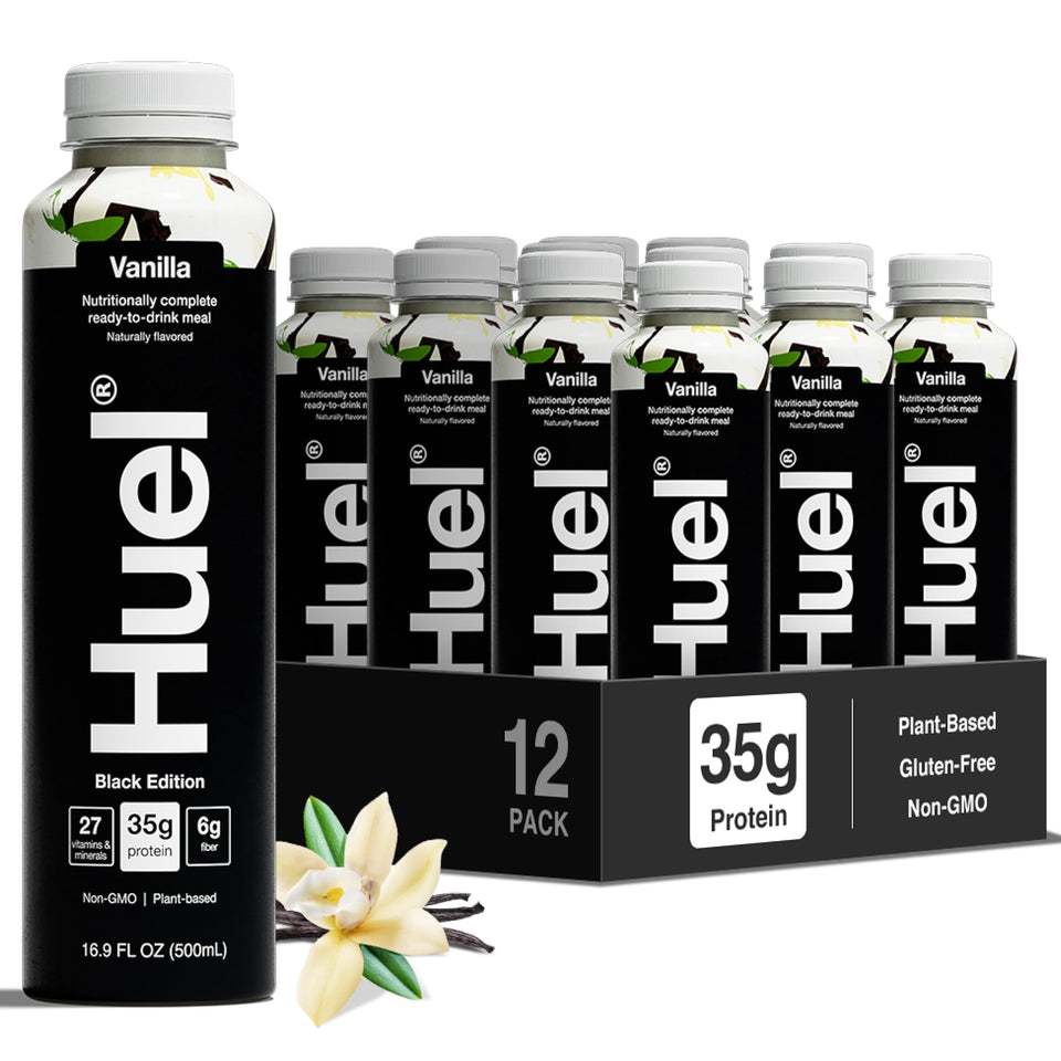 Huel Black Edition Vanilla bottle for quick on-the-go nutrition
