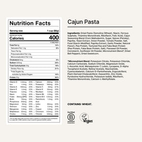Huel Cajun Pasta ingredients laid out, plant-based nutrition showcase.