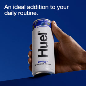 Huel Energy+ pour into glass reveals crisp, fruity refreshment