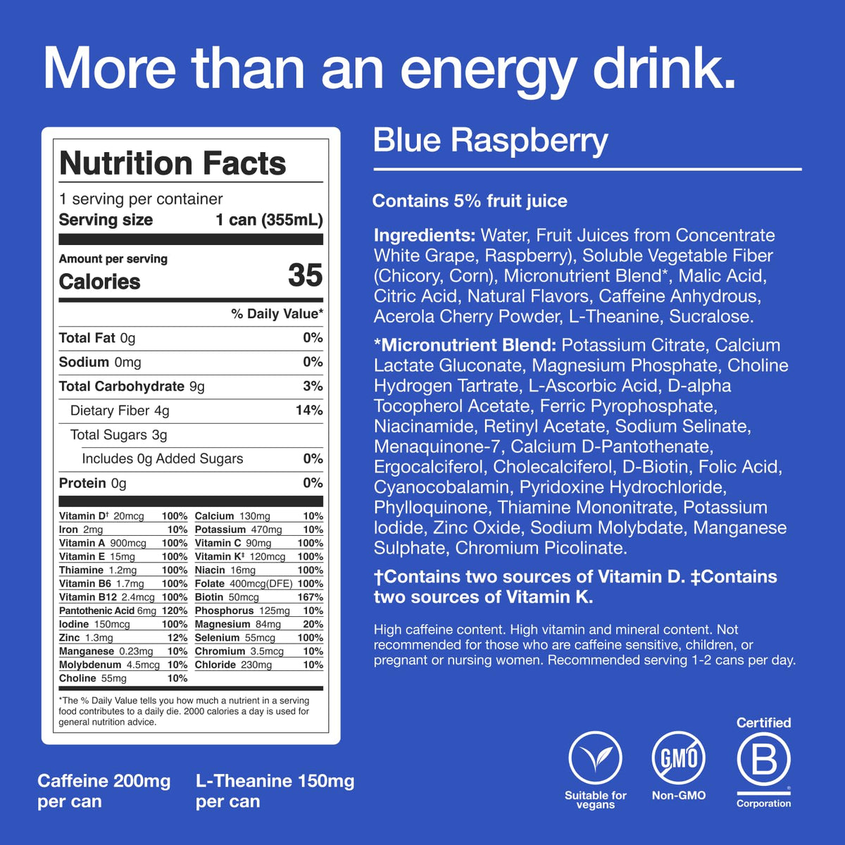 Huel Energy+ real fruit ingredients highlight natural flavor and plant-based nutrition