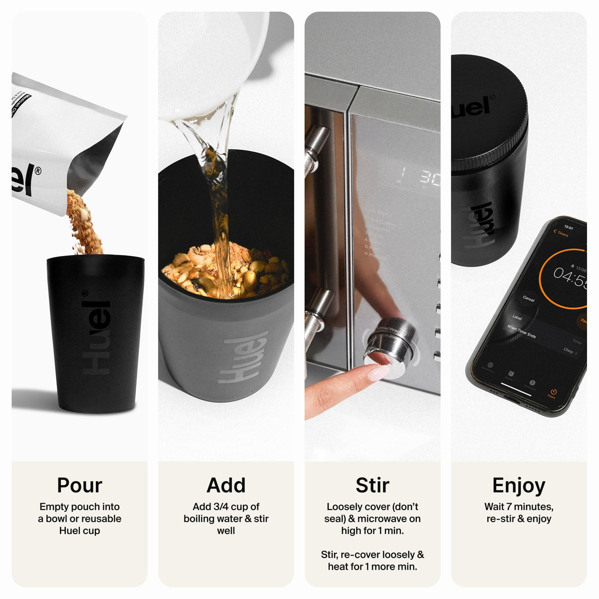 Huel packaging front showing vegan and gluten-free claims.