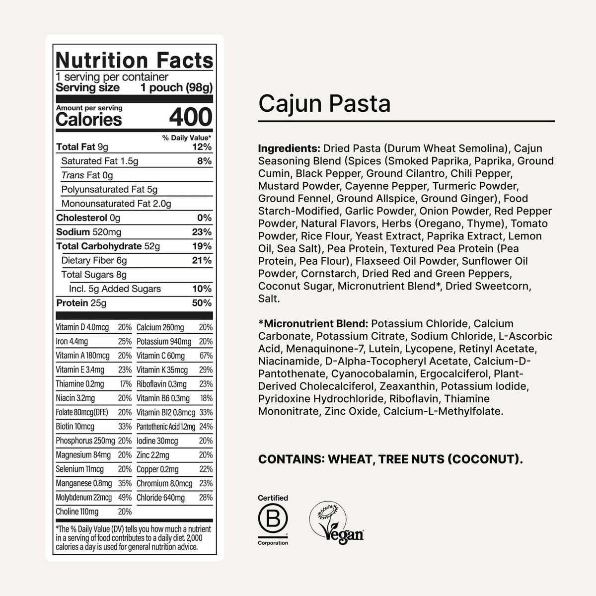Huel Microwave-ready Cajun Pasta heat in minutes for a warm meal.