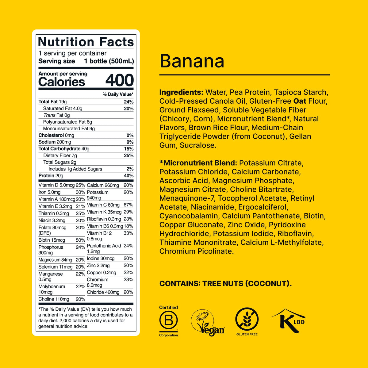 Huel Ready-to-Drink Banana salted caramel flavor captures naturally sweetened energy