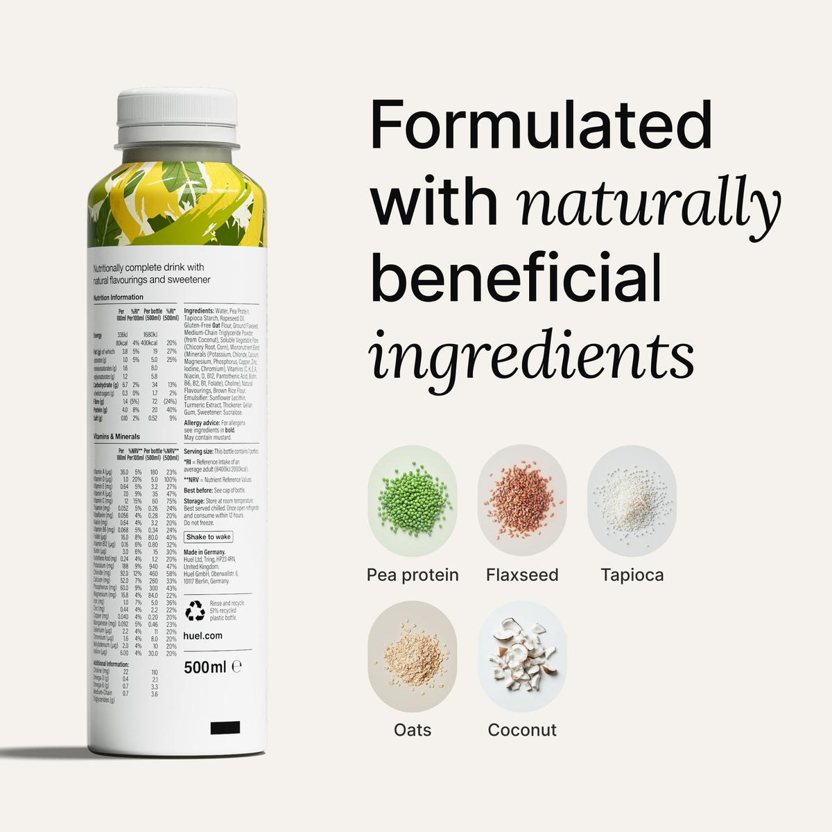Huel Ready-to-Drink Banana pour demonstrates quick, on-the-go nourishment