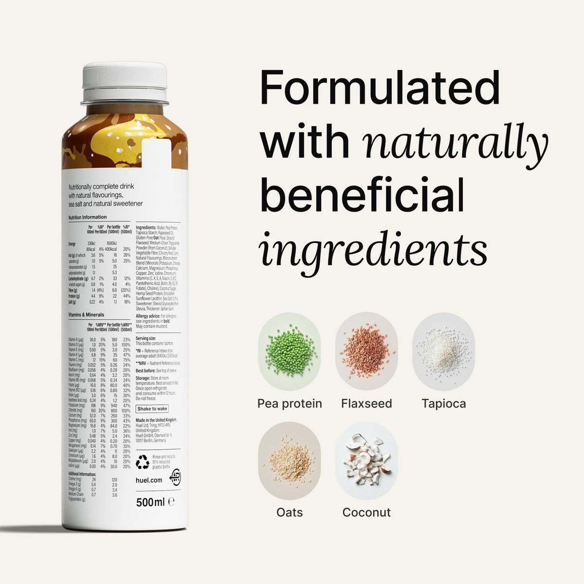 Huel Ready-to-Drink pour into glass demonstrates easy meal replacement for busy days.