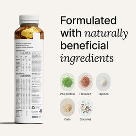 Huel Ready-to-Drink pour into glass demonstrates easy meal replacement for busy days.