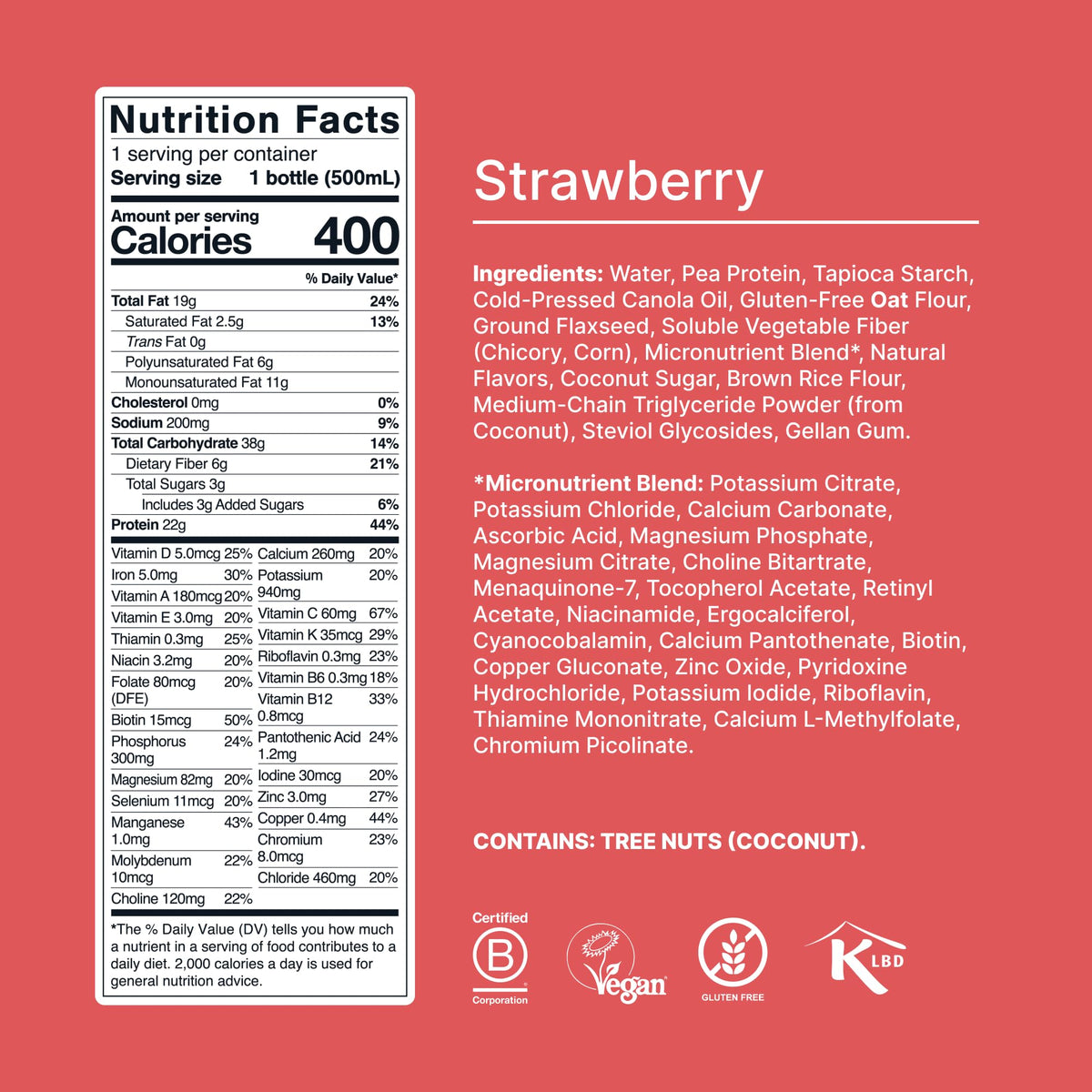 Huel Ready-to-Drink Strawberry label—clear nutrition details for quick decisions.