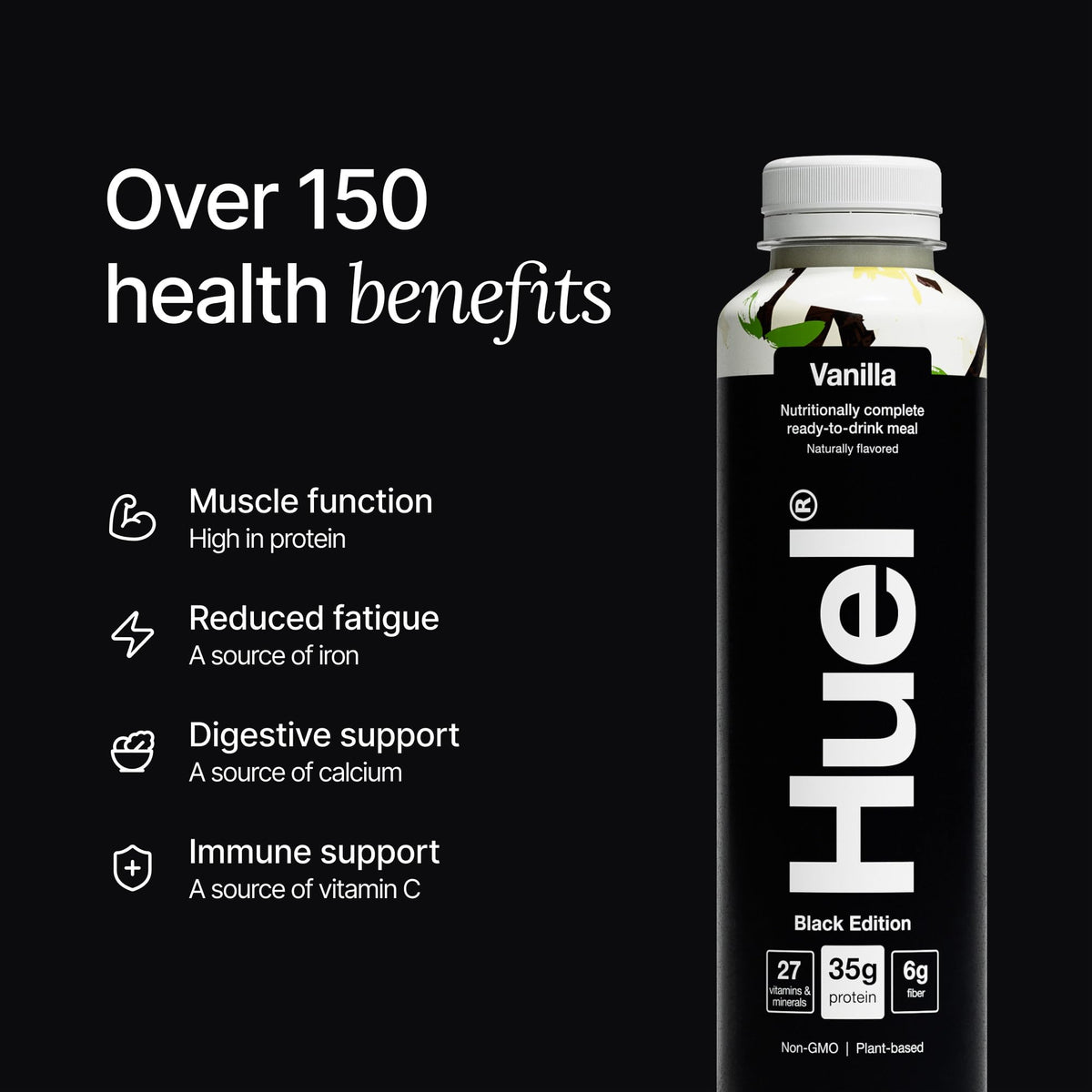 Huel Vanilla packaging on shelf ready-to-buy
