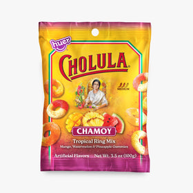 HUER Cholula Chamoy Tropical Gummy Rings watermelon with tang and heat