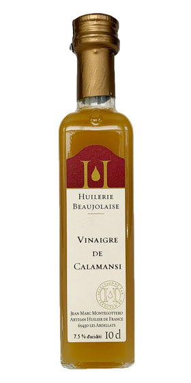 Huilerie Beaujolaise Calamansi Vinegar bottle showcasing bright citrus flavor for seafood and salads.