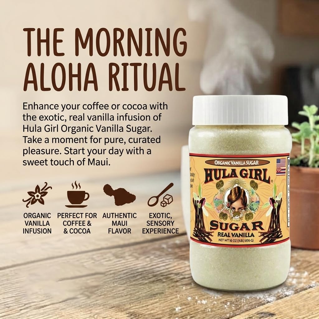 Close-up of vanilla beans in Hula Girl sugar shows quality vanilla