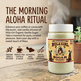 Close-up of vanilla beans in Hula Girl sugar shows quality vanilla