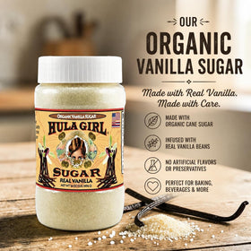 Hula Girl Vanilla Sugar sprinkled on cookies for baking and desserts