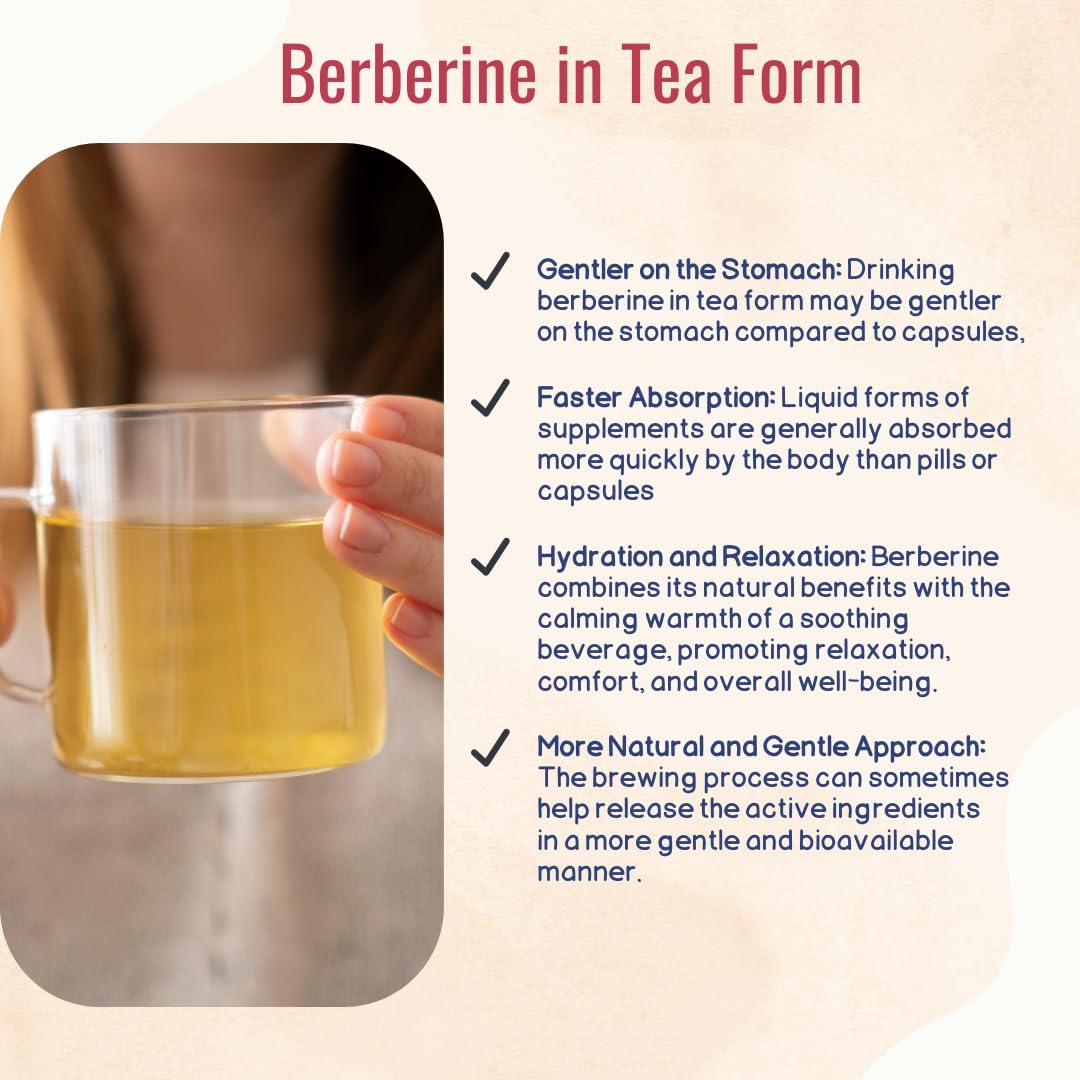 Human Body Clinic Organic Berberine Tea with cinnamon and mint offers refreshing flavor