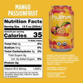 Humm Mango Passionfruit pour into glass highlights refreshing bubbles and juice-forward taste