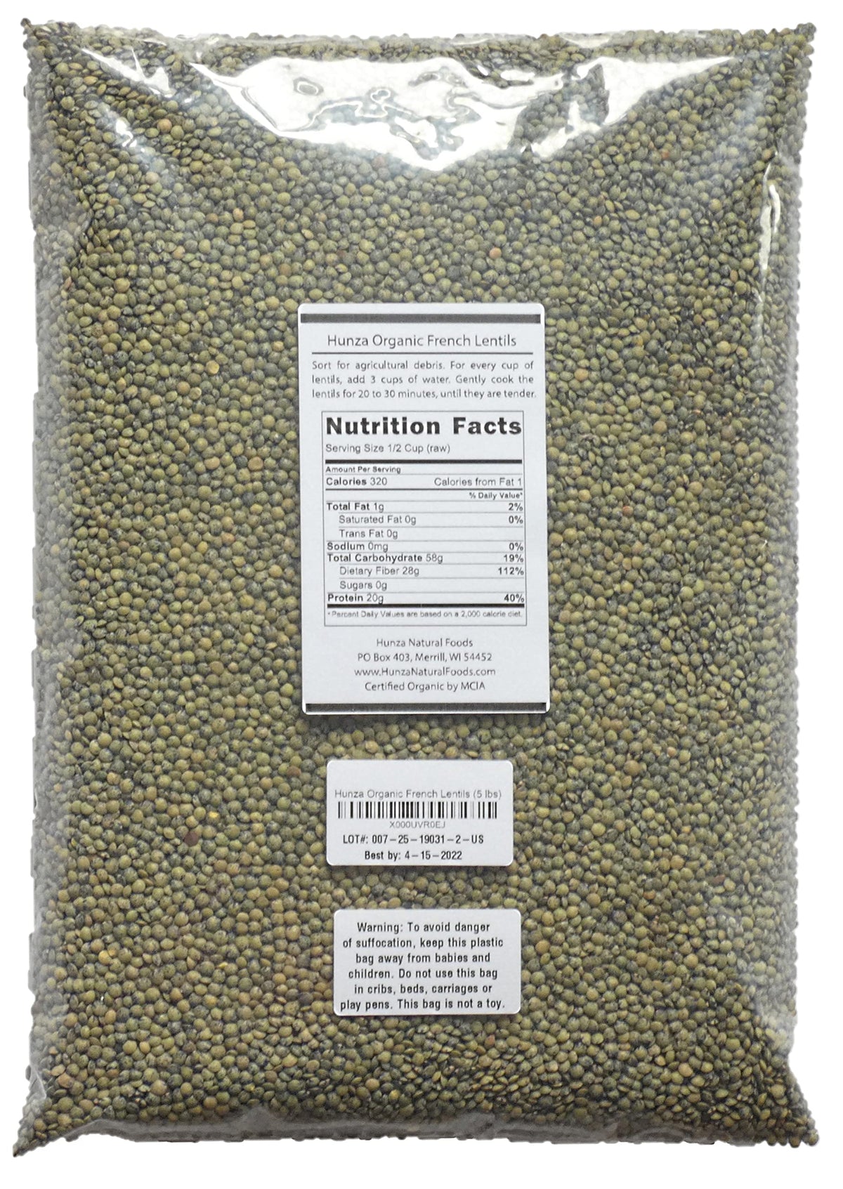 Close-up of Hunza French Lentils reveals earthy texture ideal for hearty soups