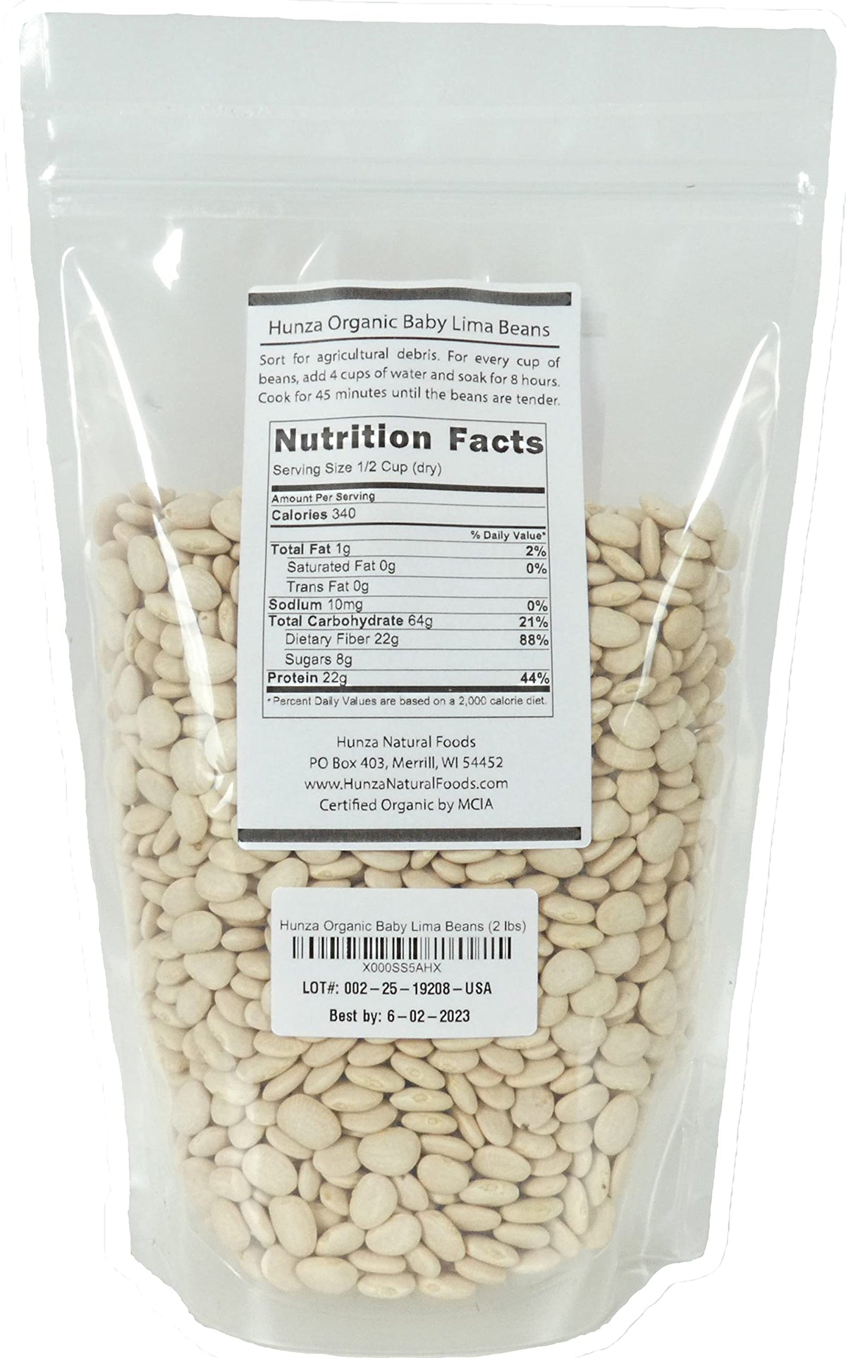 Raw Hunza Organic Baby Lima Beans ready to soak