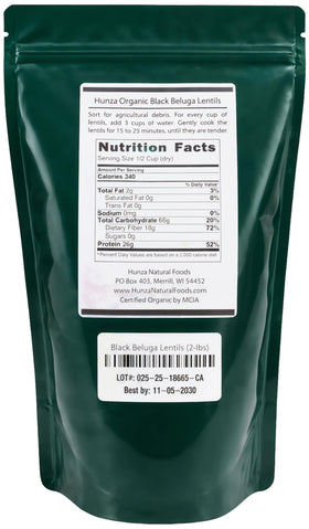 Hunza Organic Certification label close-up highlighting non-GMO and Canadian origin.
