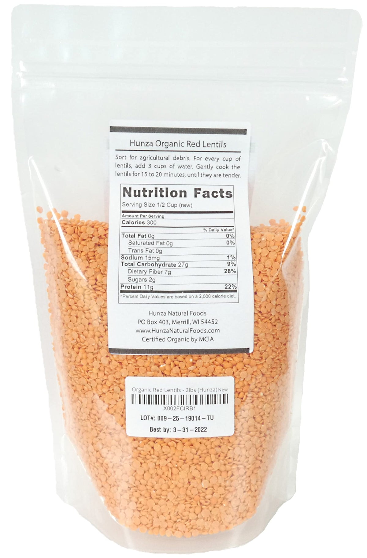 Hunza Organic Red Lentils bulk dry lentils ideal for fast weeknight meals