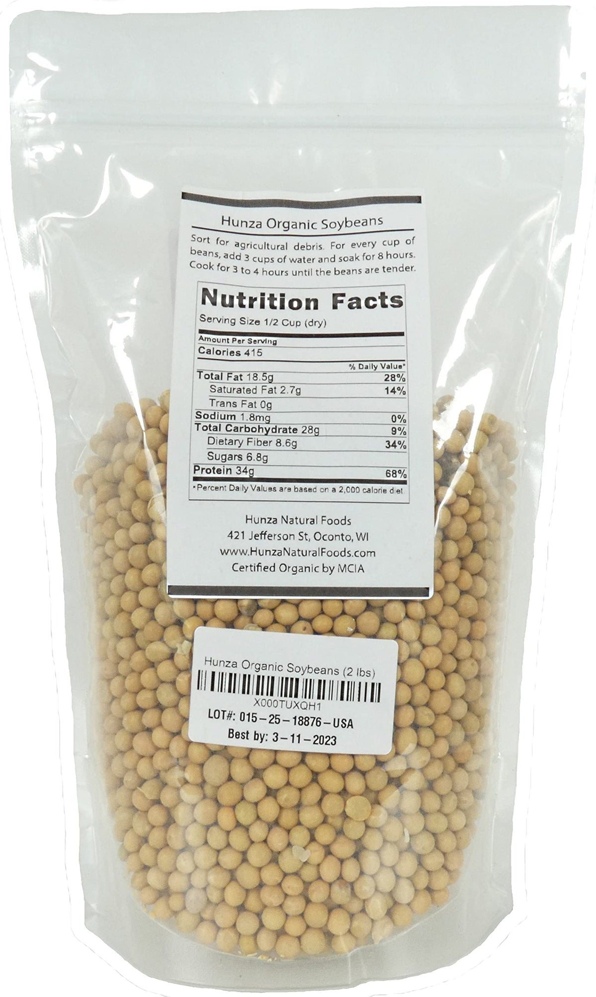 Hunza Organic Soybeans raw beans suitable for soaking and cooking.
