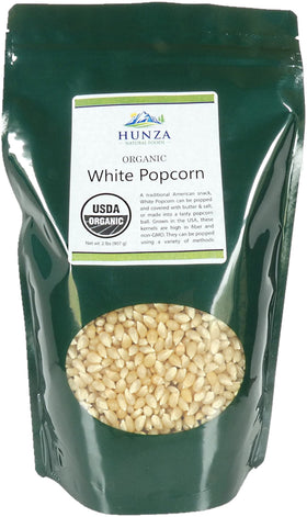 Hunza White Popcorn kernels in a bowl, ideal for cozy movie nights.
