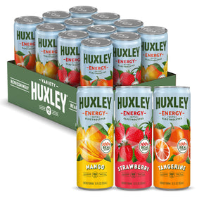 Huxley energy drink can featuring cascara caffeine for clean, smooth energy