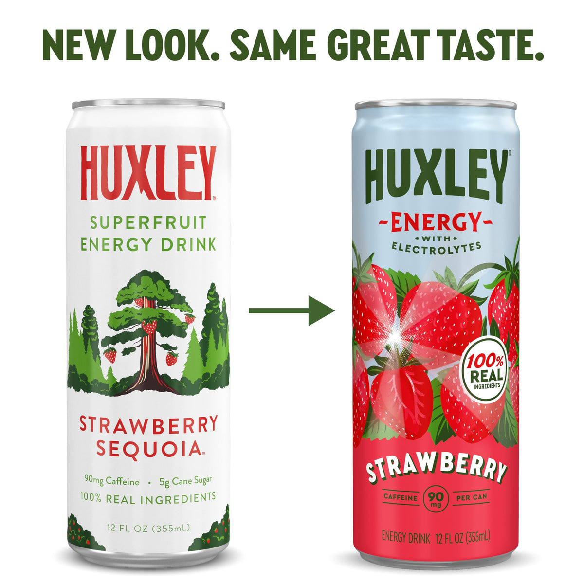 Huxley Strawberry Energy Drink close-up of real strawberry juice and clean ingredients