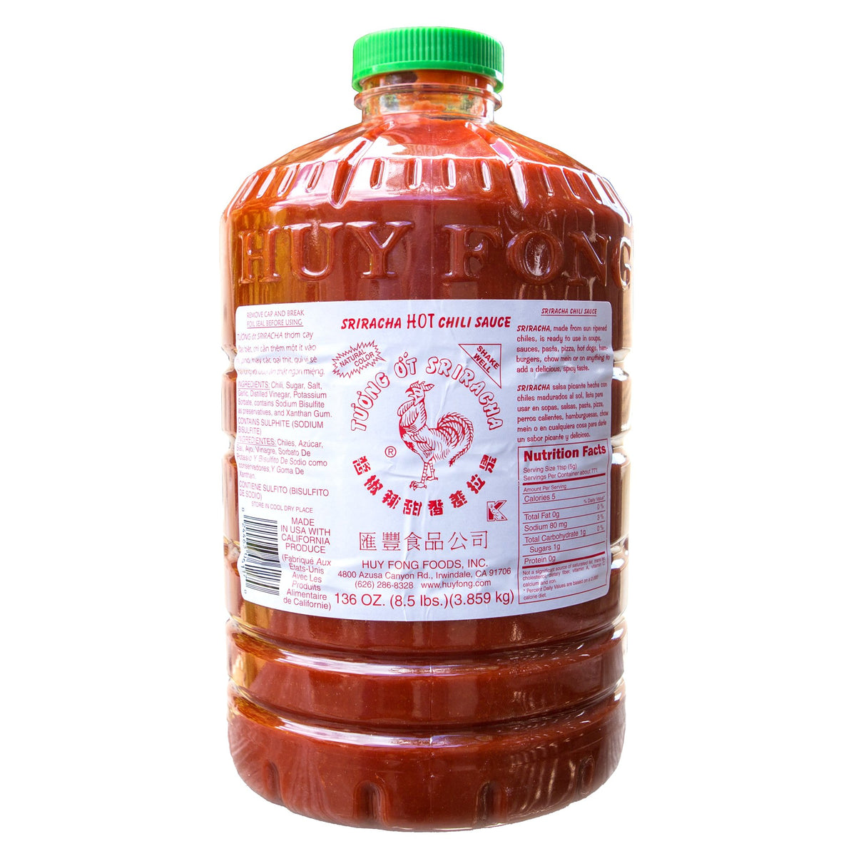 Huy Fong Sriracha bottle pouring heat into soups and meals