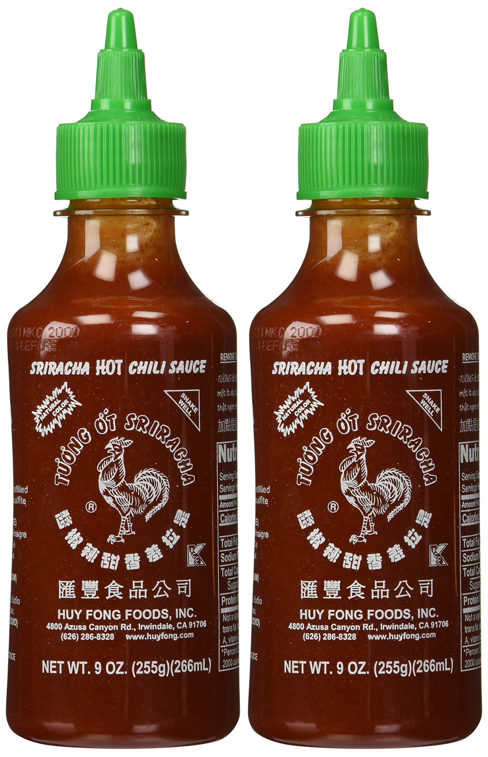 Huy Fong Sriracha bottle pour adds bold heat and versatile flavor to soups, pizzas, and burgers.
