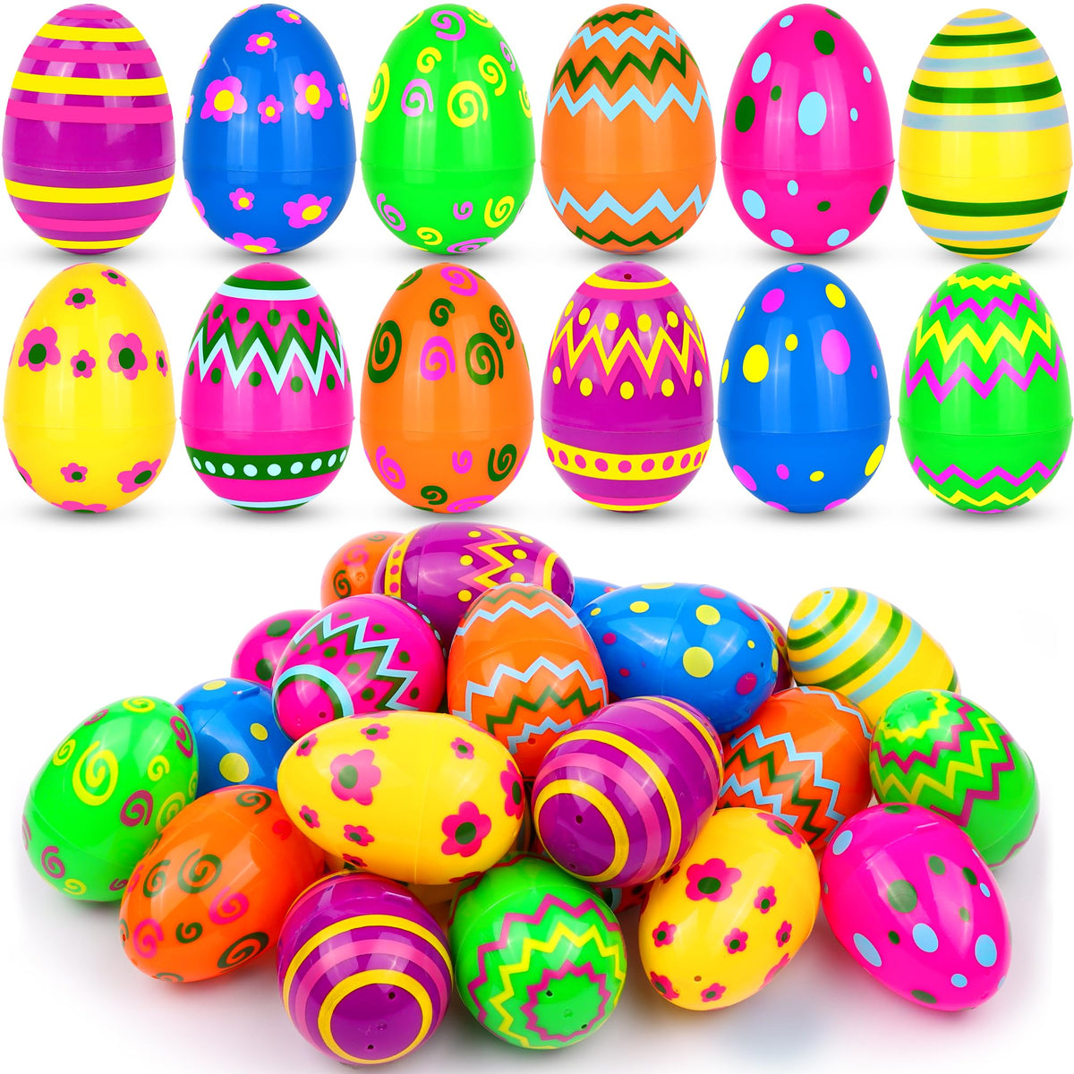 Huyamap 36pc 3-1inch Easter eggs with ample filling space for candy