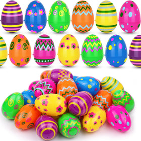 Huyamap 60-pack 3-1inch Easter eggs with bright prints for festive egg hunts and treats