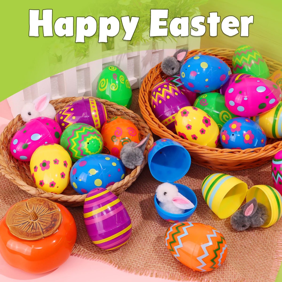 Huyamap durable hinged Easter eggs snap securely for reuse