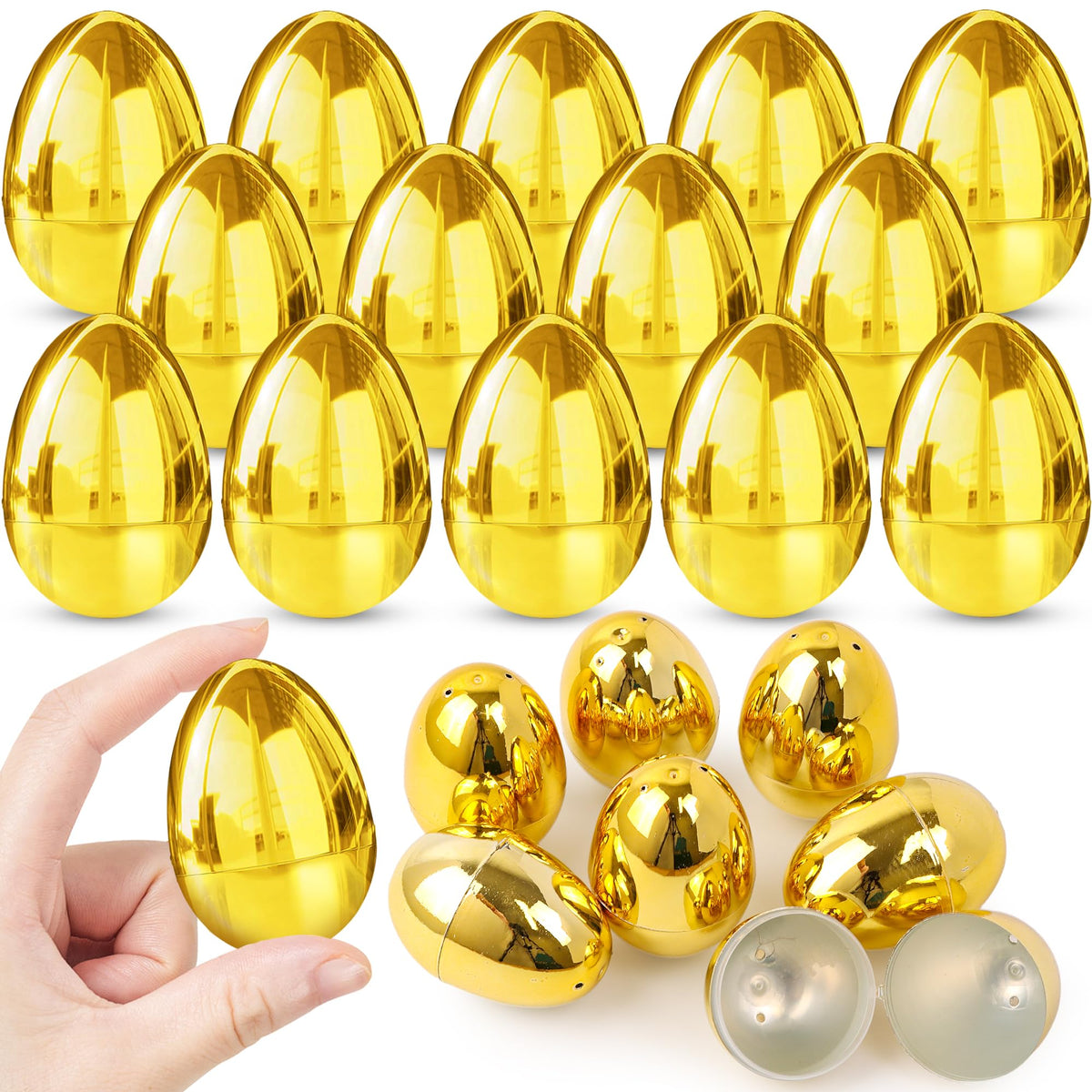 Huyamap sparkling golden Easter egg 2.4-inch shines for hunts