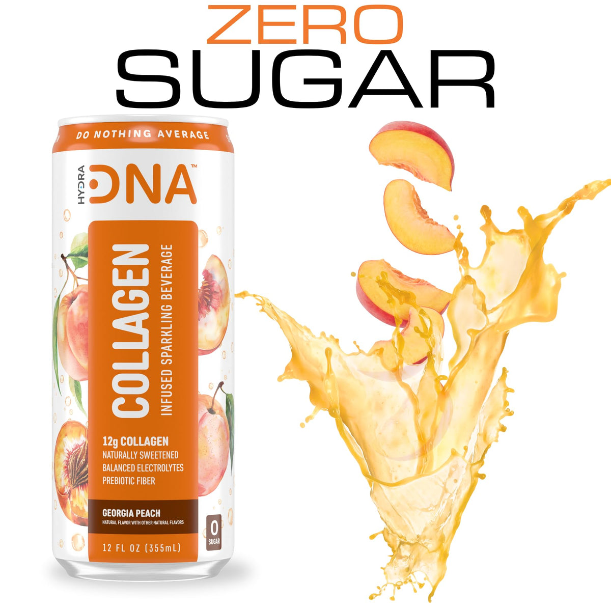 HYDRADNA Georgia Peach label closeup shows clean ingredients and natural flavor cues