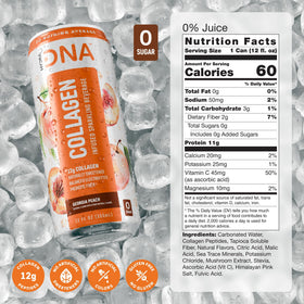 HYDRADNA Georgia Peach sparkling can front highlights keto-friendly and sugar-free properties
