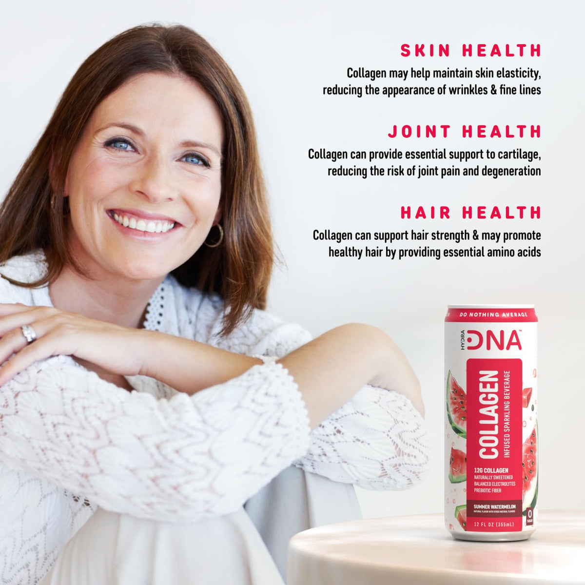 HYDRADNA On-the-Go Hydration with watermelon collagen drink ready anywhere.